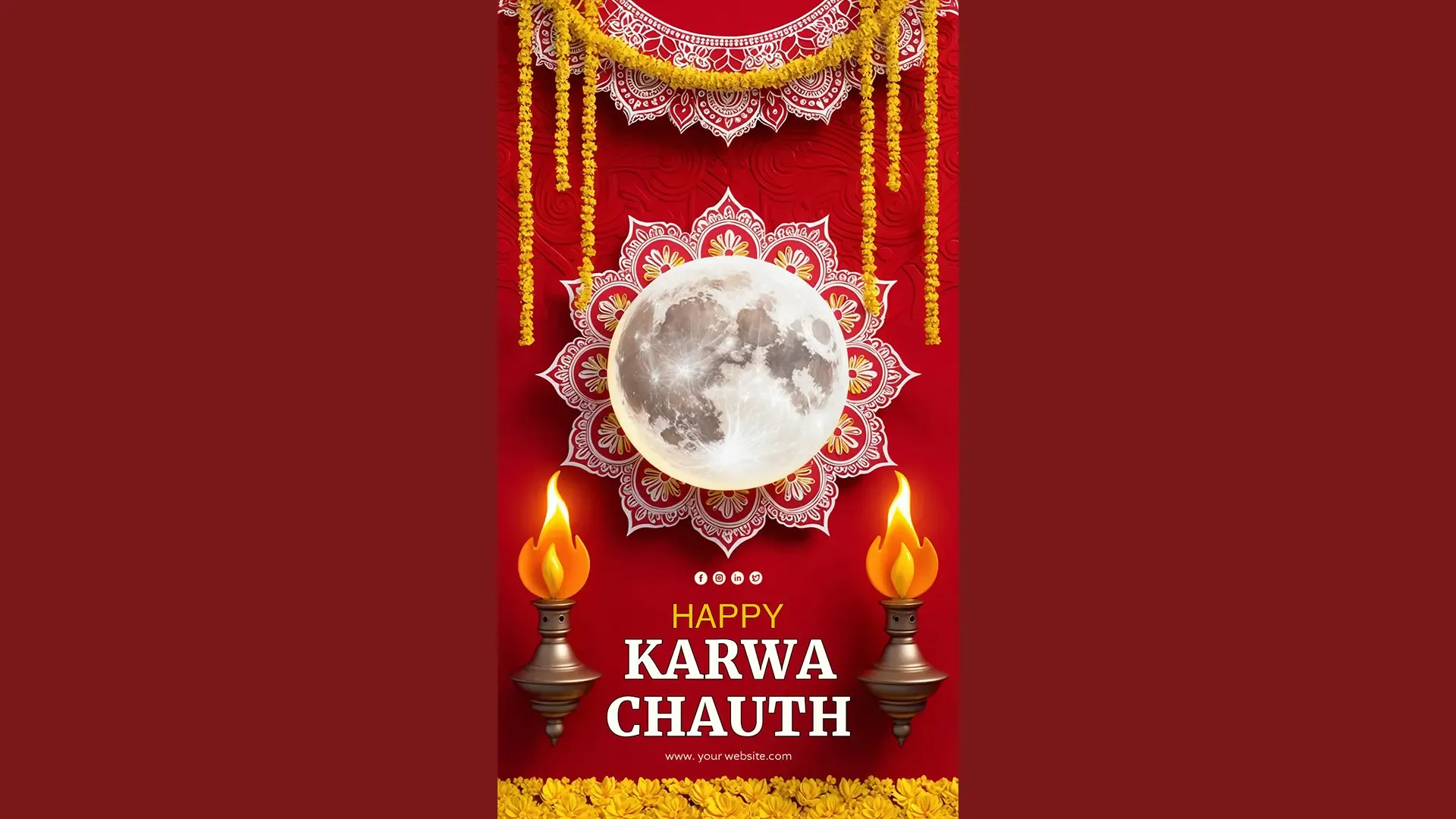 Elegant Karwa Chauth Instagram Story Card with Traditional Decor image